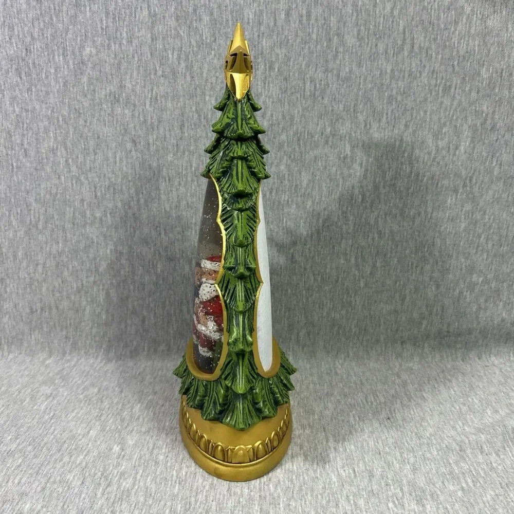 Holiday Traditions Illuminated Glitter Tree Santa Snow Globe Christmas-Works! - Picture 2 of 16